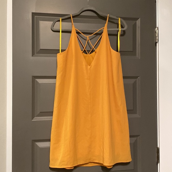 Gold dress, skinny straps, back strap design - Picture 3 of 3